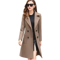 Winter Wool Coats Warm Slim Fit Fashion Casual Office Lady Blends Womans Coat 